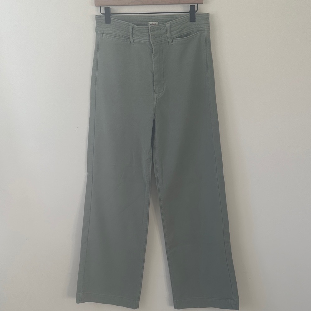 Faherty Green Wide-Leg Pants